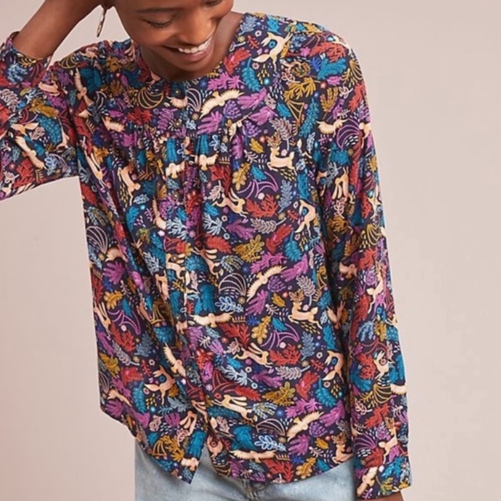 Anthropologie 25 of 52 Conversations Floral Print Top Sz 4P